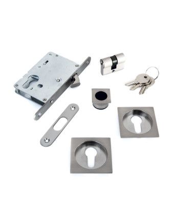 Kit de Cerradura Puerta Corredera Cilindro Redonda