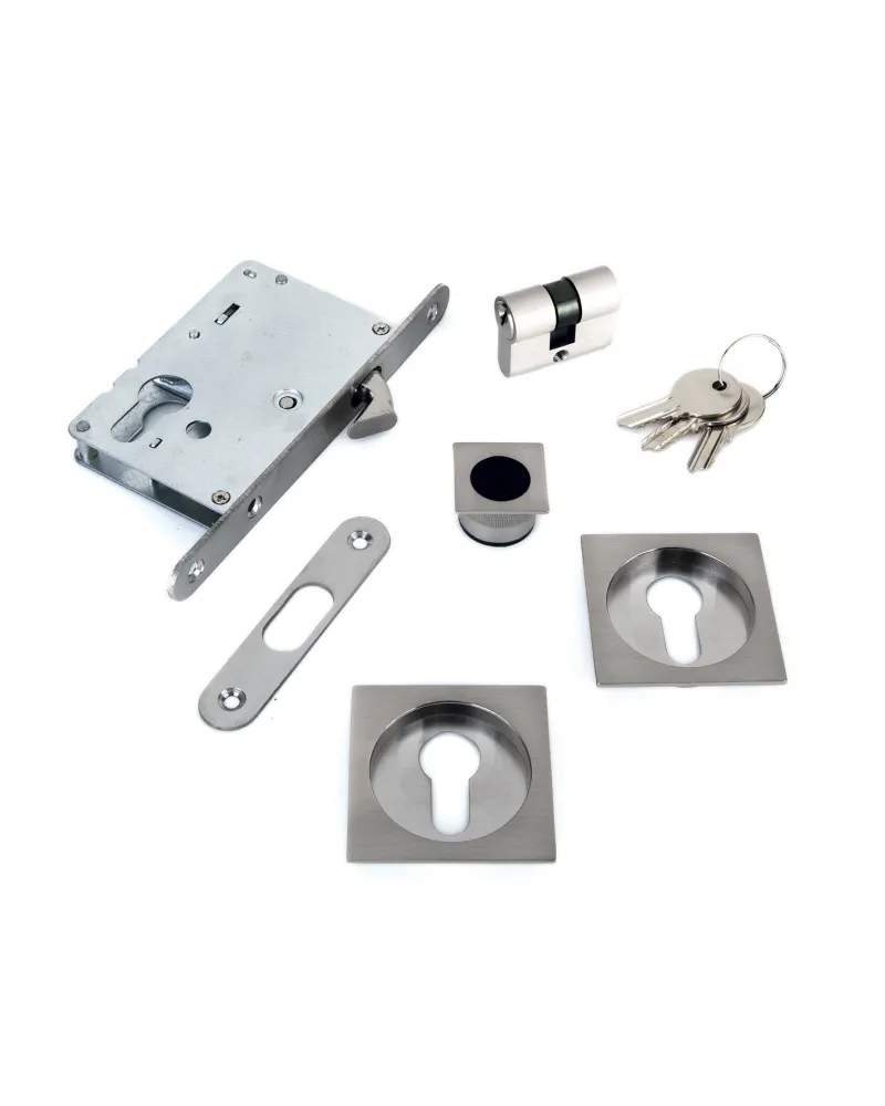 Kit de Cerradura Puerta Corredera Cilindro Redonda