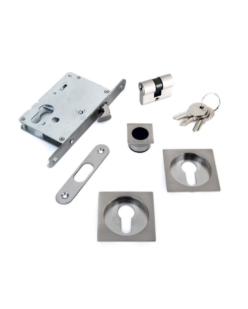 Kit de Cerradura Puerta Corredera Cilindro Redonda