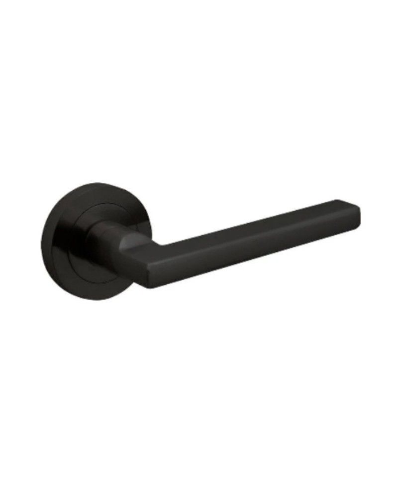Manillas Vega Negro Mate con Roseta 50 mm | Juego para Puertas