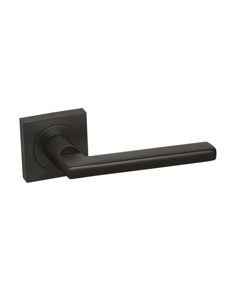 Manillas Vega Negro Mate Roseta Cuadrada 50x50 mm | Juego Puertas