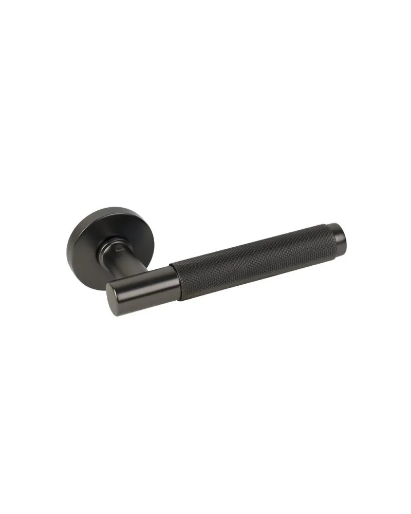 Manillas Halia Negro Mate Roseta Redonda 50 mm | Juego Puertas