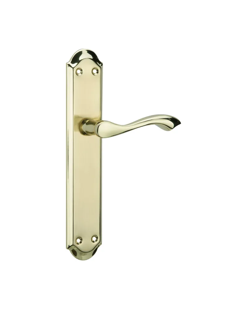 Manillas Mod.3 Placa Latón Pulido | Juego Manilla Puertas Interior