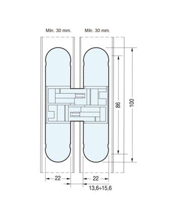 Bisagra Oculta Alfa29 40 Kg Plata Mate | Bisagra Invisible Puertas