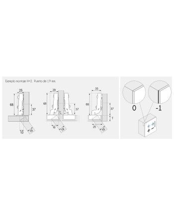 Bisagra DTC Recta 110º | Bisagra Cazoleta 35 mm para Muebles