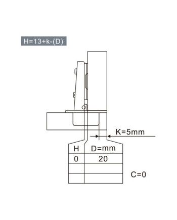 Bisagra Recta DTC 110º Hidráulica Titanio + Base F700HW-EQ