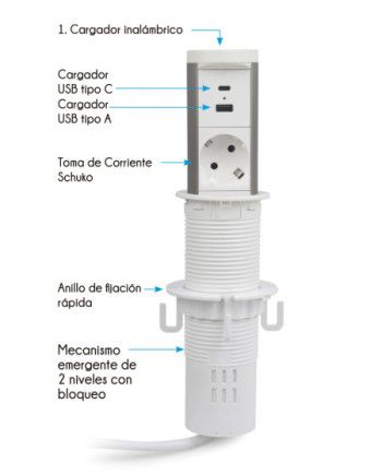 Torre oculta con carga inalámbrica Negro