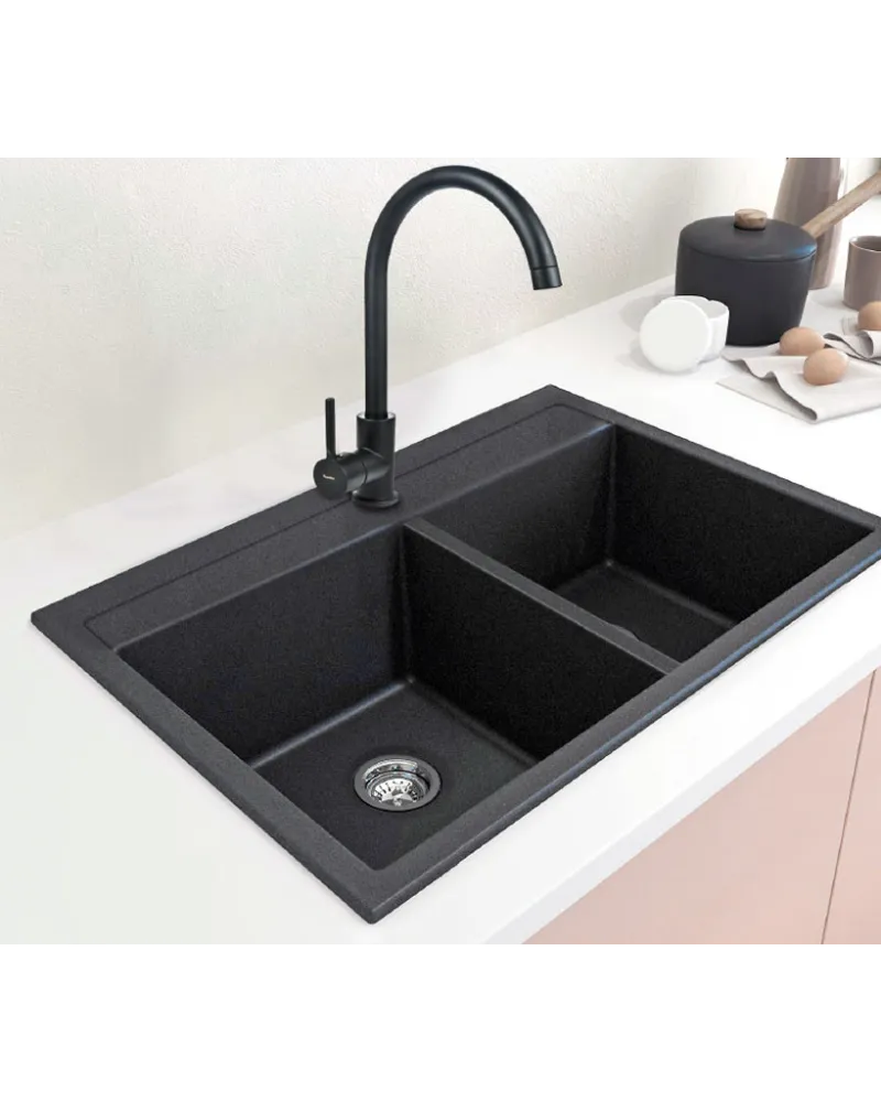Fregadero MARTE 860x490x210 Negro/Gris/Blanco