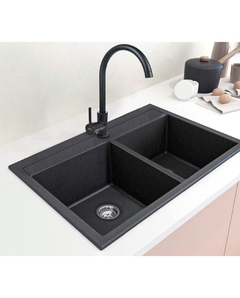 Fregadero MARTE 860x490x210 Negro/Gris/Blanco