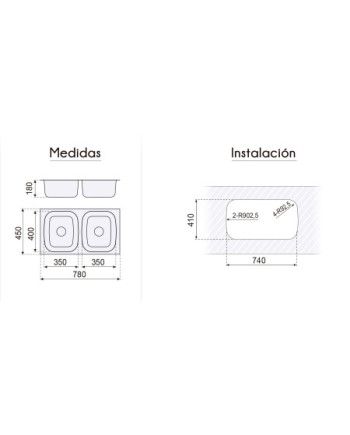 Fregadero ATENAS 780x450 Inox