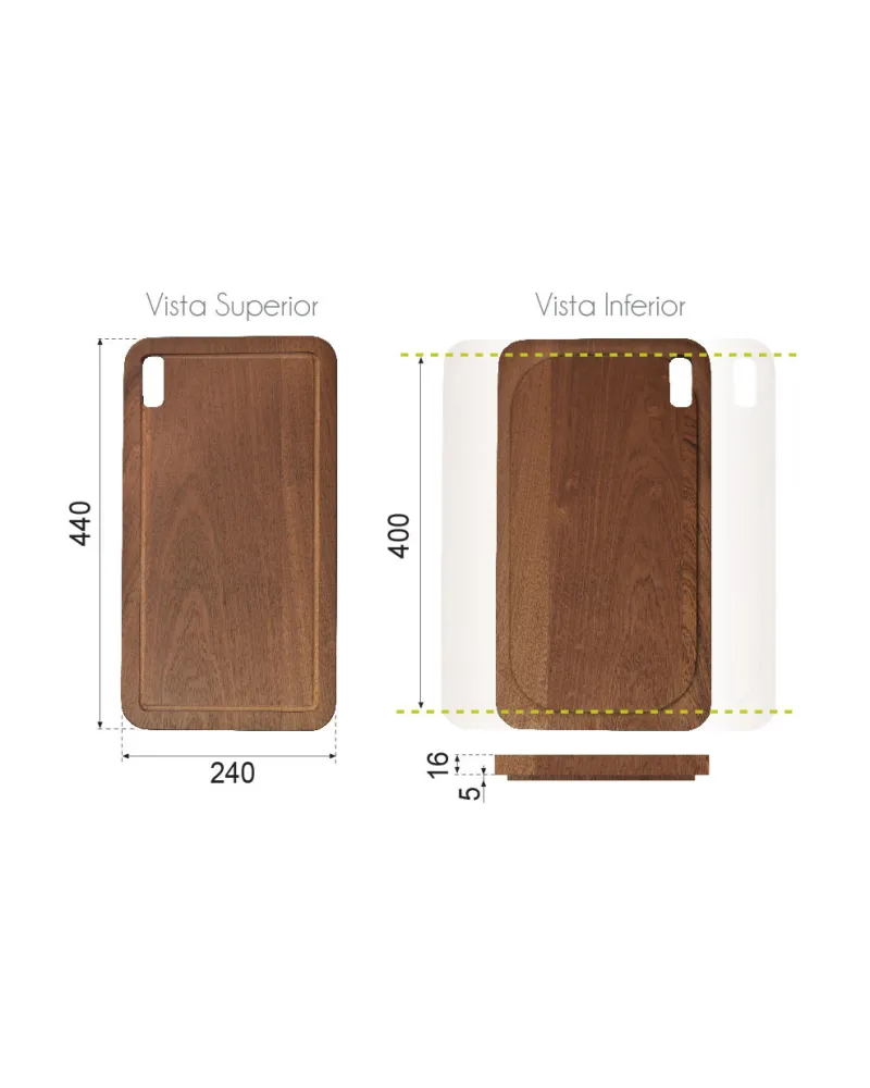 Tabla de corte desplazable madera para fregadero