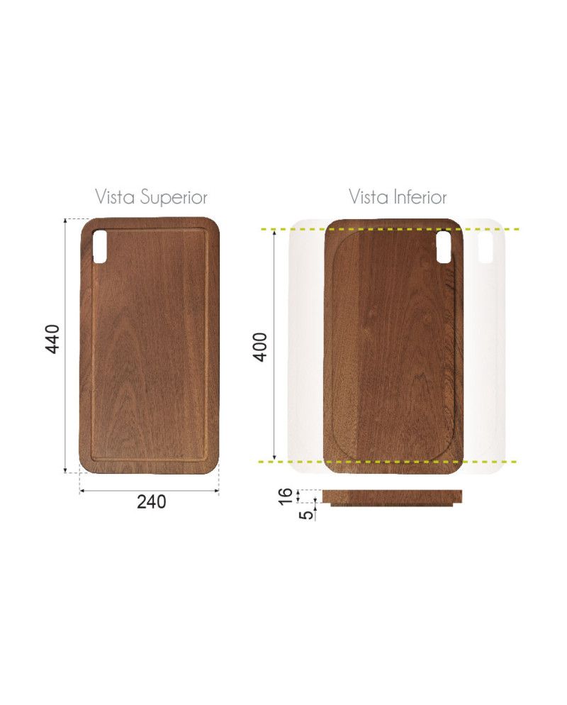 Tabla de corte desplazable madera para fregadero