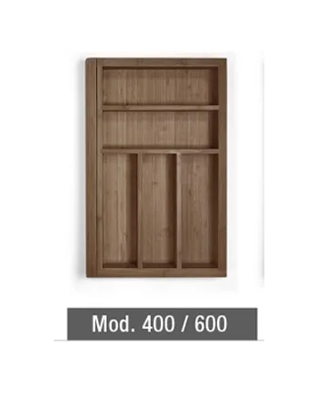 Cubertero extensible madera Nogal GTV 400-600 mm | Organizador cajón bambú