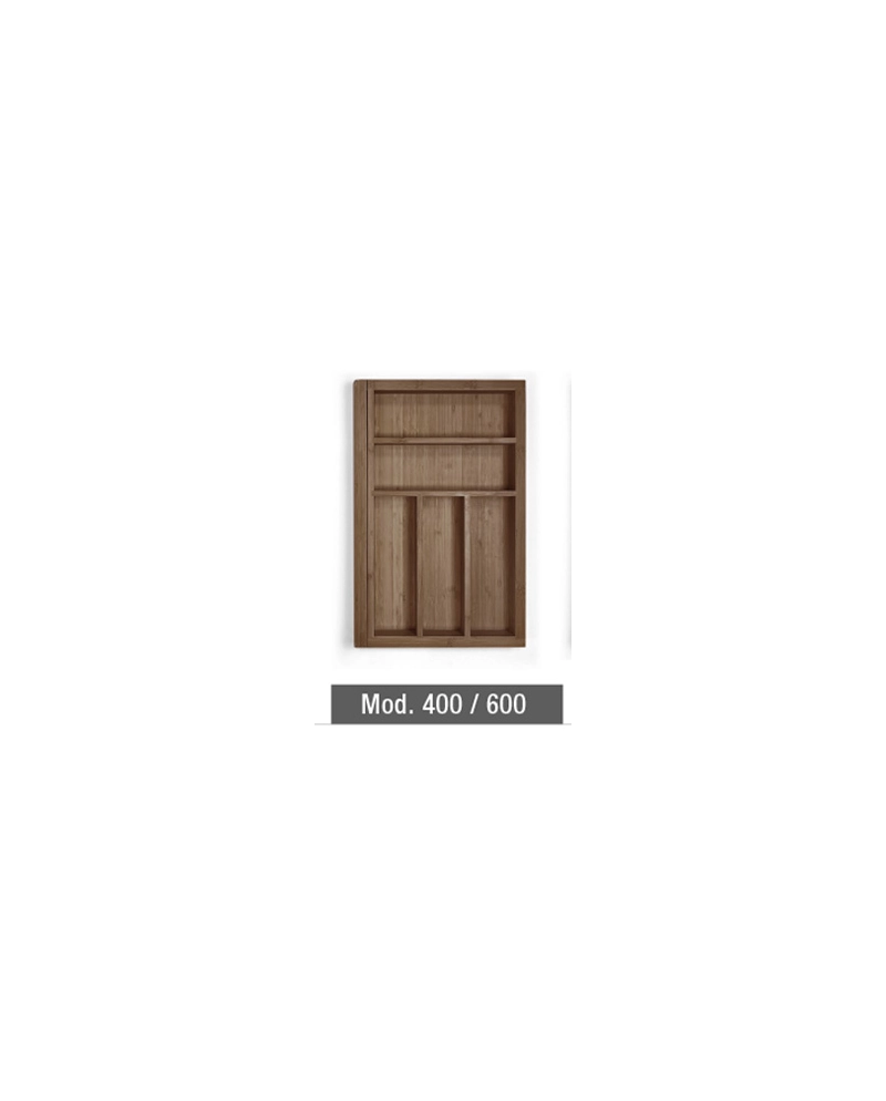 Cubertero extensible madera Nogal GTV 400-600 mm | Organizador cajón bambú