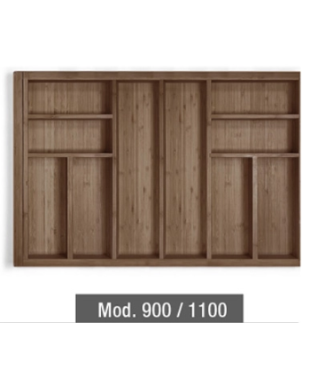 Cubertero extensible de madera nogal 800-1100 mm | Organizador cajón grande