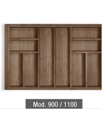 Cubertero extensible de madera nogal 800-1100 mm | Organizador cajón grande
