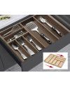 Cubertero extensible de madera nogal 800-1100 mm | Organizador cajón grande