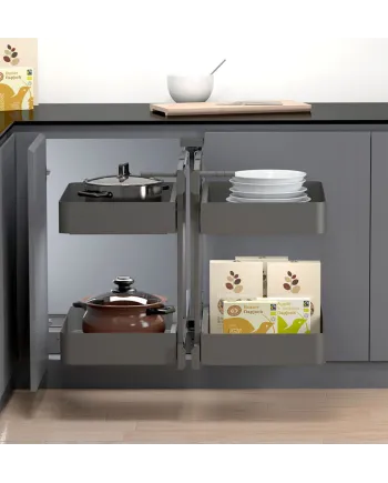 Mecanismo Rincón Extraíble 90 cm NEO Grafito y blanco | Cocina Alta Capacidad