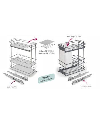Botellero Extraíble PUSH 80 cm Cromo Deluxe | Cocina Moderna