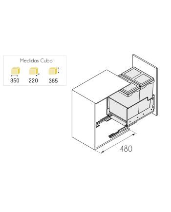 Cubo Basura Extraíble 30 cm 27,5L | Contenedor Cocina Interior
