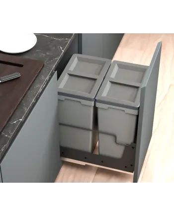 Cubo Basura Extraíble 40 cm 2x27,5L | Reciclaje Cocina
