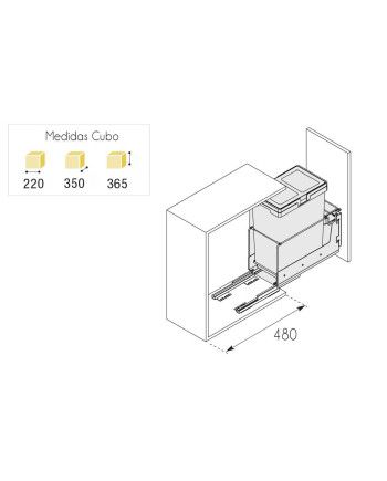 Cubo Basura Extraíble 40 cm 2x27,5L | Reciclaje Cocina