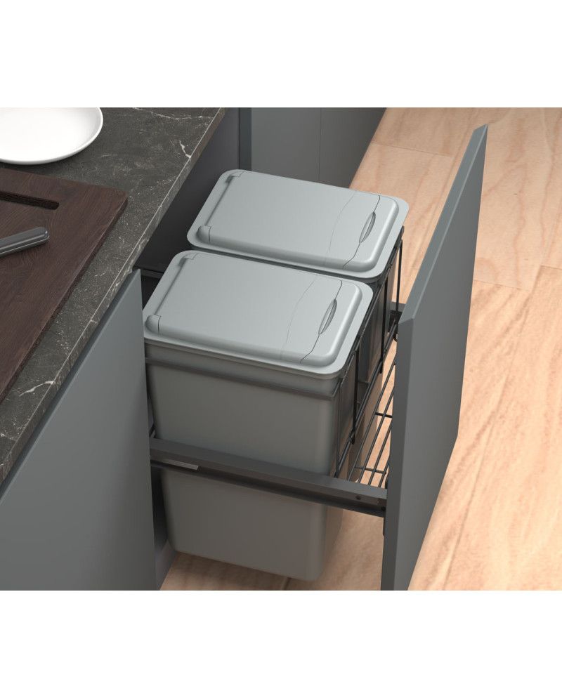 Cubo Basura Extraíble 60 cm 2x40L | Reciclaje Alta Capacidad