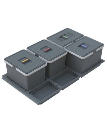 Cubo Reciclaje 90 cm 4x12L | Contenedor Extraíble Cocina