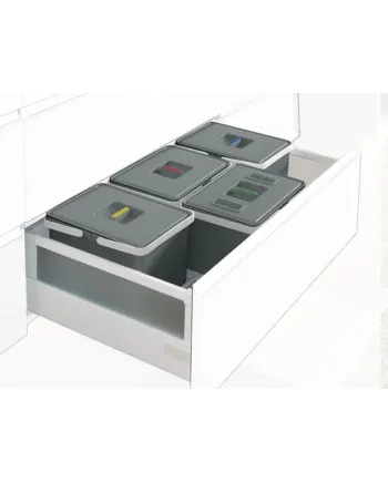 Cubo Reciclaje 90 cm 4x12L | Contenedor Extraíble Cocina