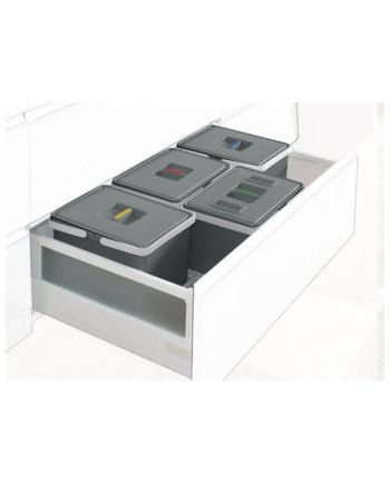 Cubo Reciclaje 90 cm 4x12L | Contenedor Extraíble Cocina