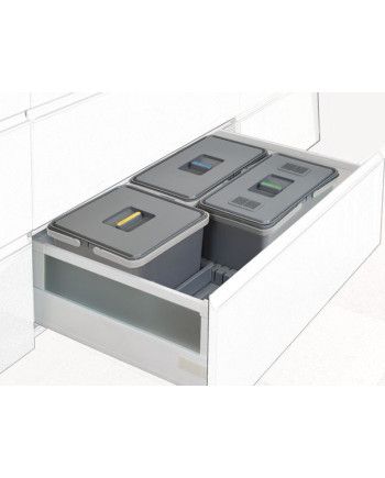 Cubo Reciclaje 90 cm 4x12L | Contenedor Extraíble Cocina