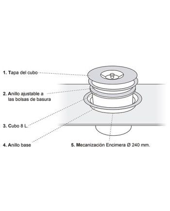 Cubo Basura Encimera 8L Inox | Contenedor Cocina Integrado