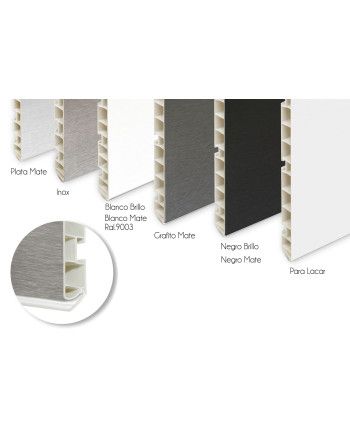 Zócalo PVC/Aluminio Plata Mate Alt. 100 mm 3,95 metros