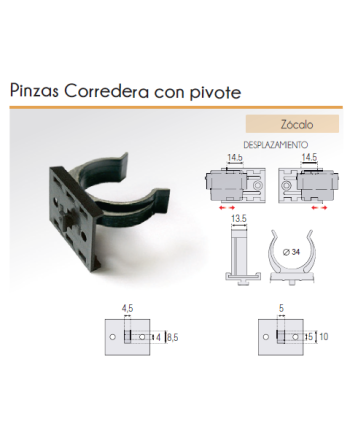 Pinza Corredera con Pivote para Puertas Correderas | Herraje de Sujeción