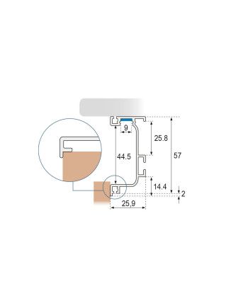 Perfil Gola Horizontal LED Tipo J 3,95 m | Sistema Chef Cocina