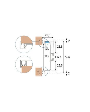 Perfil Gola Horizontal LED Tipo C 3,95 m | Sistema Chef Cocina