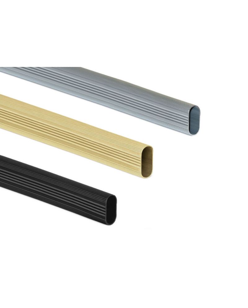 Tubo Aluminio Ovalado Cromo Mate 3,95 m | Barra para Armario y Vestidor