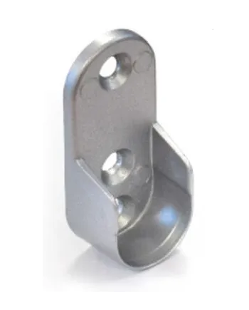 Soporte Lateral Tubo Ovalado Plata Mate | Soporte Barra Armario