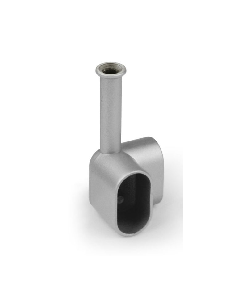 Soporte 90º Tubo Ovalado Plata Mate | Soporte Angular Barra Armario