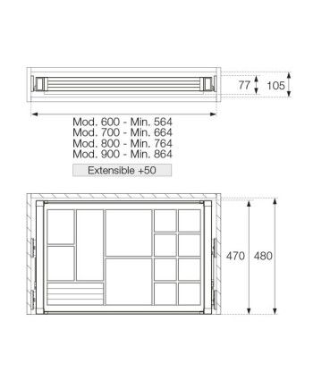 Organizador Accesorios Armario Extensible Grafito | Ajustable Módulos
