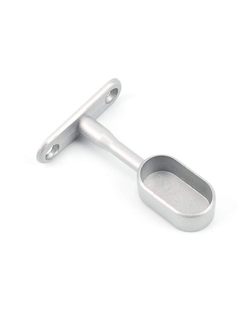 Soporte Central Ciego Tubo Ovalado Plata Mate | Refuerzo Barra Armario