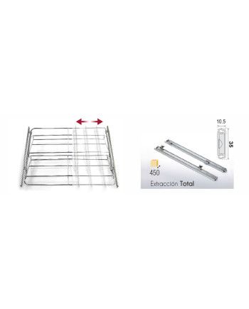 Zapatero Extraíble Cromo Extensible | Guía H35 Armario 40-100 cm