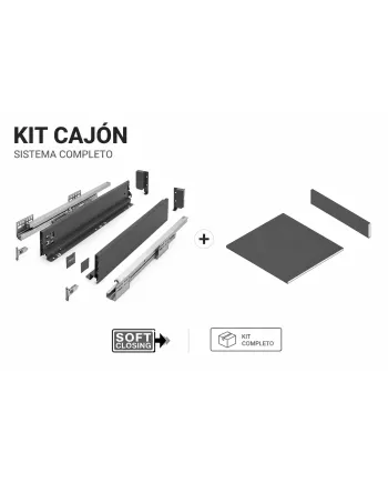 Kit Cajón AXISPRO 84 mm con Freno | Guías Soft Close 40 kg