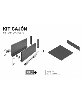 Cajón AXISPRO 199 mm Soft Close | Máxima Capacidad + Fondo y Trasera a Medida