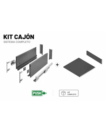 Kit Cajón AXISPRO PUSH 167 mm | Cajón Alto Metálico + Melamina a Medida