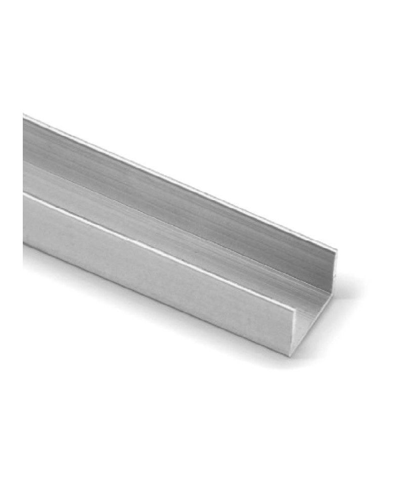 Perfil U 16 mm Plata Mate 1m | Remate y Protección de Cantos Profesional