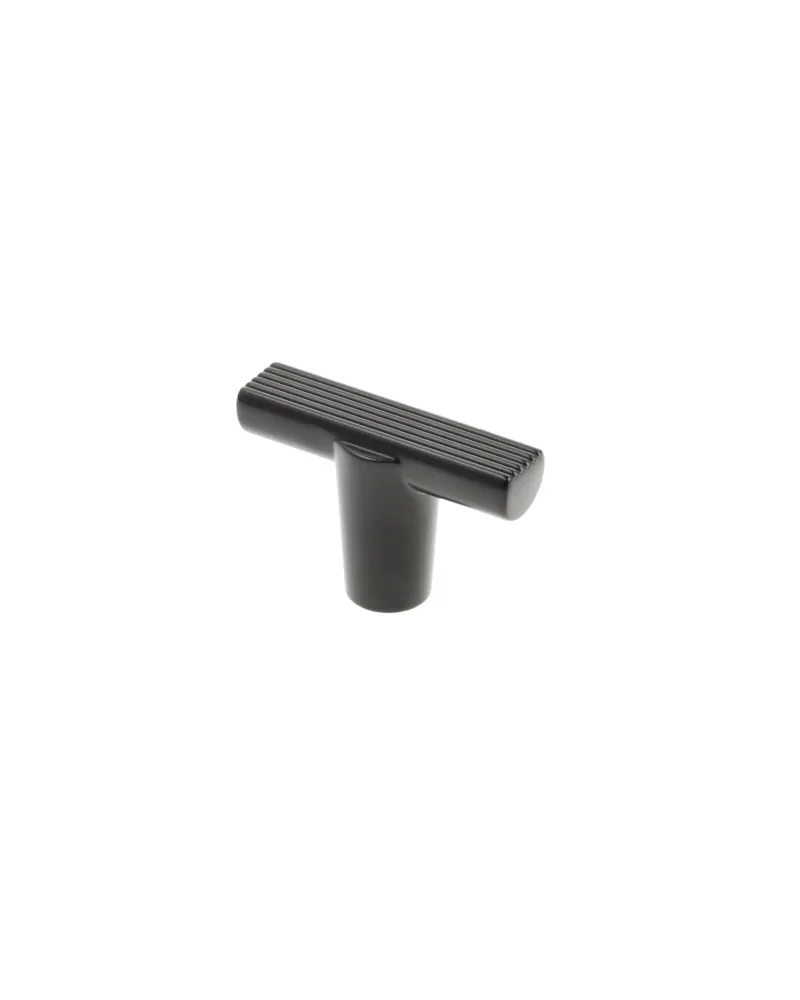 Pomo Negro Mate en T | Tirador Moderno para Muebles Cocina