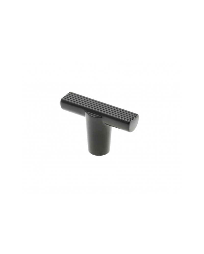 Pomo Negro Mate en T | Tirador Moderno para Muebles Cocina