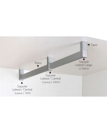 Soporte Central Barra Rectangular | Grafito Blanco Negro Plata Mate