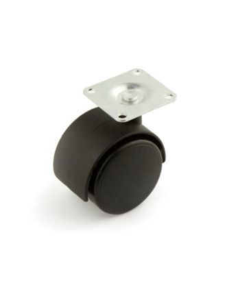 Rueda Nylon Negra con Pletina Ø30 y Ø50 | Sin Freno